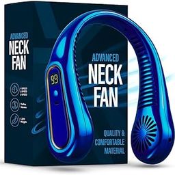 Neck Fan, Portable Bladeless Neck Fans Rechargeable, 4000 mAh Battery USB 360° Airflow Super Quiet 3 Speeds Personal Wearable Neck Fan, Collar Fan for Neck Outdoor Indoor for Women-Blue-image-38