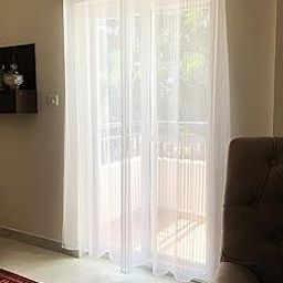 Curtain King Polyester Stripped Net Pattern Tissue Eyelet Curtain White,5 Feet, Pack of 1, Eyelet-52