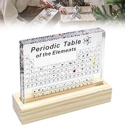 VIHM Periodic Table with 83 Elements Inside, Acrylic Periodic Table of Chemical Elements, Periodic Table Display with Elements for Teacher Students,with Wooden Base-29