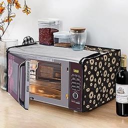 Glassiano Yellow Floral Printed Microwave Oven Cover for IFB 23 Litre Convection (23BC4, Black+Floral Design)-image-2
