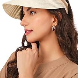 Travel-Friendly Women's Stylish Visor Hat – Foldable, UV-Resistant Cap for Beach, Garden & Vacation Beige-image-79