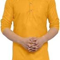 Mens Pure Cotton Solid Long Sleeve Plain Kurta and Pyjama Set-picture-24