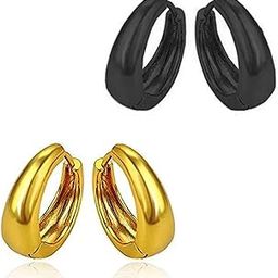 2 Pair Black Gold 316L Stainless Steel Studs Earring Bali Earrings for Men and Boys | Fashion Non Piercing Earrings for Men-image-77