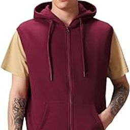 Solid Sleeveless Hooded Polycotton Regular Fit Men Casual Sweatshirt-image-39