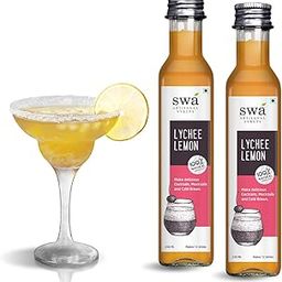 Swa Artisanal Syrups - Lychee Lemon, 100% Natural, Pack of 2 Makes 24-30 Drinks, Syrup for Cocktails / Mocktails / Kid's Lemonades / House Parties (250ml x 2)-image-69
