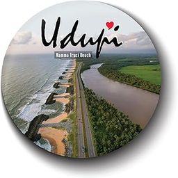 PEACOCKRIDE Love Udupi I Namma Trasi Beach I Karnataka I KA I Souvenir I Travel Memories I Fridge Magnet (Multicolor, 75mm)-image-33