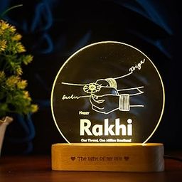 ZOCI VOCI Acrylic Personalized Engraved LED Name Lamp -Rakhi Gift for Brother and Sister Or Siblings | Unique Gift for Rakhi (Lamp Only, Sacred Tie)-26