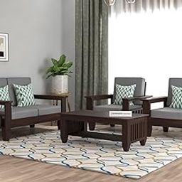SAAMENIA FURNITURES Wooden 4 Seater Sofa Set for Living Room | 2+1+1 Seater Sofa for Office & Lounge | Four Seater Sofa Sets for Home | Sheesham Wood, Walnut Finish-picture-11