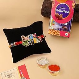 CraftVatika Rakhi Gift for Brother with Chocolate, Designer Rakhi Set of 1 for Brother Boy Kids with Chocolate Gift Combo, Swag Wala Bro Rakhi with Cadbury Celebration Chocolate,-image-52