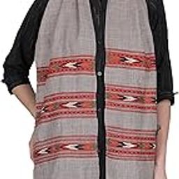 Shoogloo Mart: Handwoven Pure Wool Muffler with Embroidered Teen Patti Design | Soft, Warm, and Elegant Winter Scarf for Men & Women | Handcrafted Traditional Winter Wear (Grey)-image-88