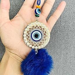 WARMINGO Evil Eye Hanging for Home Car & Office with Soft Fur | Home Entrance Nazar Battu | Hanging for Good Luck & Prosperity | Soft Hanging (Fur)-image-35