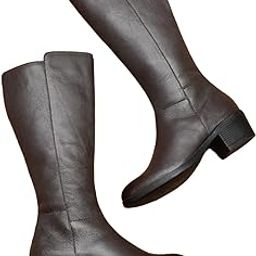 Women Suede Brown Leather Knee HIGH Boots-picture-15