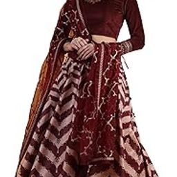 Women's Polyester, Nylon Readymade Solid Metallic Embroideredry Flarred Top & Skirt with Dupatta Lehenga Choli Set-image-9