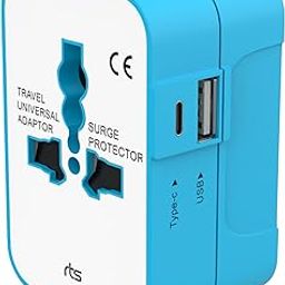 rts Universal Travel Adapter with Type C, 3 in 1 Universal Adapter Plug, Travel Accessories with 1 USB, 1 USB-C with 2.4A, Travel Adaptor International All in One Ports for Phone, Laptop, Mobile-29