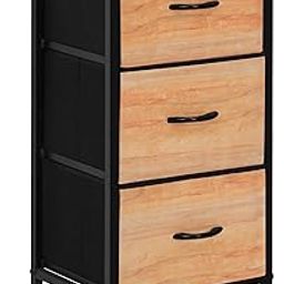 ABOUT SPACE Side Table for Bedroom with 3 Fabric Foldable Drawers for Living Room, Bedroom - Table with Drawers - Sofa Side Table - Night Stand, End Table with Storage (Teak-L 44 x B 31 x H 90.5 cm)-image-60