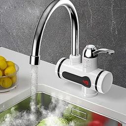 HUBSCH Electric Wall Mount Water Heater And Tankless Fast Water Heating Tap Instant Hot Kitchen Faucet - With Digital Display, Instant Electric Water Geyser For Bathroom Household (3000W) (Geyser)-image-82