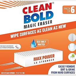CleanBold Melamine Magic Eraser Sponge - 4X MAX Power I Remove Dirt & Grime in Home Kitchen Bathroom Car Shoe Sneaker Wall Glass I Multipurpose Deep Cleaning I Chemical-Free Nano Magic Sponge I 6 Pcs-picture-16