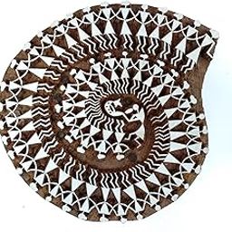 woodenblockstamps Rosewood Warli Round Design Printing Block (6 inches)-image-55
