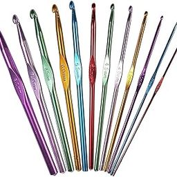 12 Multicolor Aluminium Crochet Hook Knitting Needle Set for Sewing Craft Yarn Sweater Woolen Cloth (Size from 2.0mm to 8.0mm) Set of 12pcs-image-96