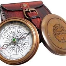 DAQRO Handmade Brass Antique Compass with Leather Case/Vintage Reproduction/Direction Finder Flat Pocket Compass/Decor Collectible & Gift-image-93