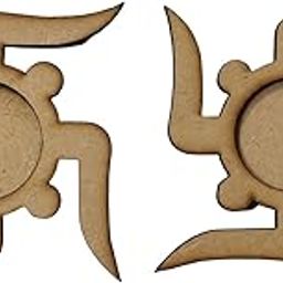 MDF Swastik Shaped Tea Light Candle Holder Without Candles- (Set of 6 pcs) MDF Candle Holder for Painting-image-17