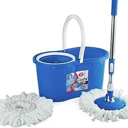 Kleeno by Cello Compacto Spin Mop with 2 Refill | 360 Degree Rotating Mop | Extendable Rods with Handle Lock | Floor Cleaning Mop | Mop with Bucket | Blue-picture-9