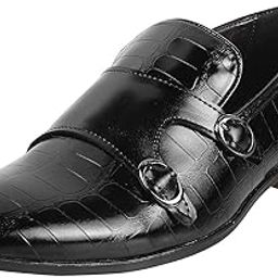 Men's Double Monk Stylish Dressy Leather Shoes-image-17