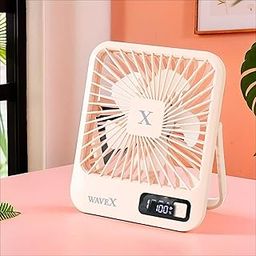 UMAI Digital Portable Mini Fan | Rechargeable USB Fan with 5 Speeds | Portable Fan for Office Home Travel | 4-6 Hours Running 2000mAh Battery | Small Fan with 180° Tilt Angle | 1 Yr warranty | Pink-image-17