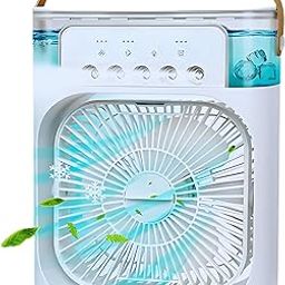Drumstone (𝟏𝟓 𝐘𝐞𝐚𝐫𝐬 𝐰𝐚𝐫𝐫𝐚𝐧𝐭𝐲) Portable Air Cooler Fan with Humidifier – 3 Speeds, 600ml Tank, LED Night Light & Ice Cooling Spray for Home, Office & Small Rooms – Multicolor-11