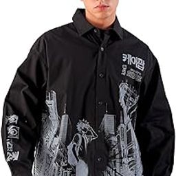 Men Cotton Oversized Anime Print Full Sleeves Cutaway Collar Street Wear Shirt-image-31