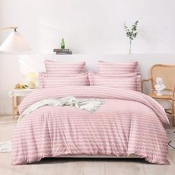 Glace Cotton Double Duvet Cover/Comforter Cover/Rajai Cover/Blanket Cover/Quilt Cover King Size 90X 100(Inches) with Zipper, 250 tc (Pink line)-image-13