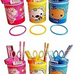 Gifts Online Birthday Party Return Gifts Stationary Set-of 6-One Set Includes Pen Stand,2 Pencils,Rubber,Sharpner,Paper Scissor,Scale-image-35