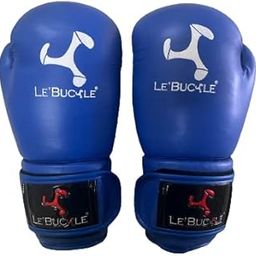 Le Buckle Unisex Boxing Gloves for Men & Women PU Leather Boxing MMA Contest Gloves Blue (12 oz)-picture-2