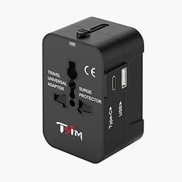 TSIM Newly Launched Type C (USB C) Universal Travel Adapter with Type C, 3 in 1 Universal Adapter Plug, Travel Essentials Accessories with 1 USB, 1 USB-C, Travel Adaptor for Laptop, Mobile, Tablet-45