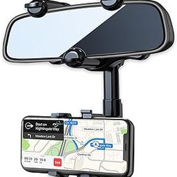 Amazm Car Mobile Holder for Dashboard 360 Rotation, Mobile Holder for Car Dashboard, Driveease Multifunctional Phone Mirror Rear View, Anti Shake Cradle Stand Mount for Driver-1