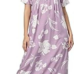 Comfortable Women's Full Length Cotton Blend Half Sleeves Nighty, Soft and Elegant Print Sleepwear - 121131-image-87