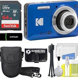 Kodak PIXPRO FZ55 16MP Blue Digital Camera, 5X Optical Zoom, 28mm Wide Angle, 1080P, 2.7" Full HD LCD Camera, 64GB Card & Reader + Case + Memory Wallet +-image-37