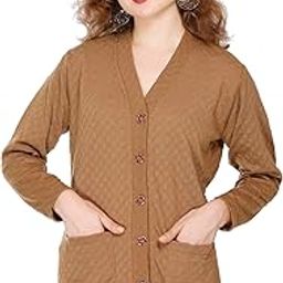 Women's Woolen V-Neck Cardigan - Heavy Daffodil Fabric Winter Wear Acropolly Yarn Cardigan for Women with Front Pockets-image-106