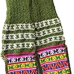 HimalayanKraft Hand Knitted Pure Woolen Casual Unisex Socks Kullu Handloom With Beatiful Embroiderd Socks (Green)-image-7