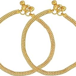 Missmister Gold Plated Plain and sober Anklet payal pajeb Women Traditional payal stylish (MM1387AKSV)-image-34