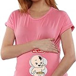 Sillyboom Amma Churumuri Graphic Print Women's Pregnancy Maternity T-Shirt, Nursing Top Tee Round Neck Half Sleeves T-Shirt for Pregnant Women-image-92