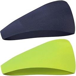 2 Pack Running Headbands for Men Sweatbands Sports Sweat Bands Workout Thin Fitness Gym Yoga Headband Men - Athletic Headbands Men Cycling Sweat Band, (Black Green)-image-47