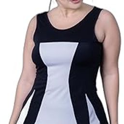 Women's 2 Piece Black and White Colourblocked Tummy Control Swim Set |Swimming Suit for Women-image-40