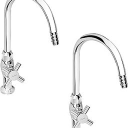 KAMAL Full Brass Lab Cock One Way Tap with Single Control Outlet - Eco | for Laboratory | 360 Degree Swivel Brass Spout | Deck Mount Installation - Silver (Pack of 2)-image-21