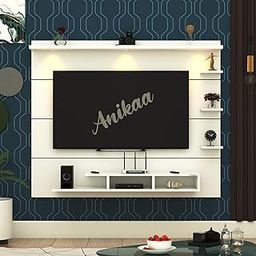 Anikaa Nexa Engineering Wood Wall Mount TV Entertainment Unit | Set Top Box Stand/TV Cabinet with 3 LED Lights & Shelves for Books & Decor | Ideal for Up to 50" Inches White (D.I.Y - Do-It-Yourself)-image-97