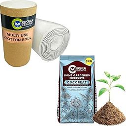 Absorbent Cotton Wool Roll 500gm Used for Makeup Remover face Cleansing Multipurpose use and Sushila Agrofert Premium Cocopeat with Vermicompost Added for Plant 5KG Extra Nutrients Added-image-65