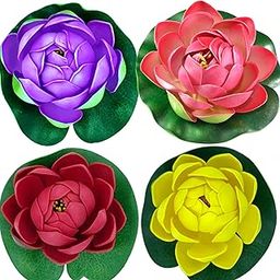 Tdas Artificial Lotus Flowers Flower for Home Decor Decoration Decorative Fake Floating Water Bowl Plants Flora Living Room Decorations- 4 pcs (Multicolor)-7