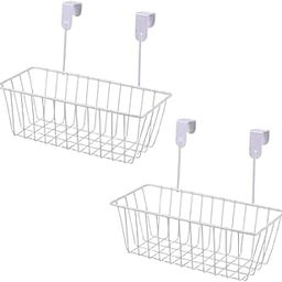 Go Hooked Over Door Hanging Basket Hanging Cabinet Storage Organizer White Space Saving Versatile Stylish Durable Efficient Modern Convenient Practical Pack of 2-image-1