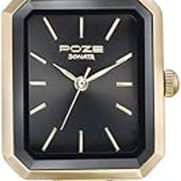 sonata Poze Quartz Black Dial Gold Metal Strap Analog Watch for Women-SP80094KD02W-picture-1