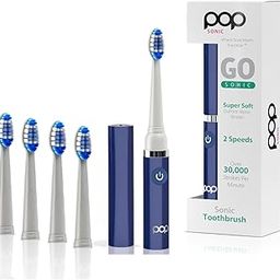 Pop Sonic Electric Toothbrush (Navy + 4 Brush Heads) - Travel Toothbrushes w/AAA Battery | Kids Electric Toothbrushes with 2 Speed & 15,000-30,000 Strokes/Minute, Dupont Nylon Bristles-picture-18